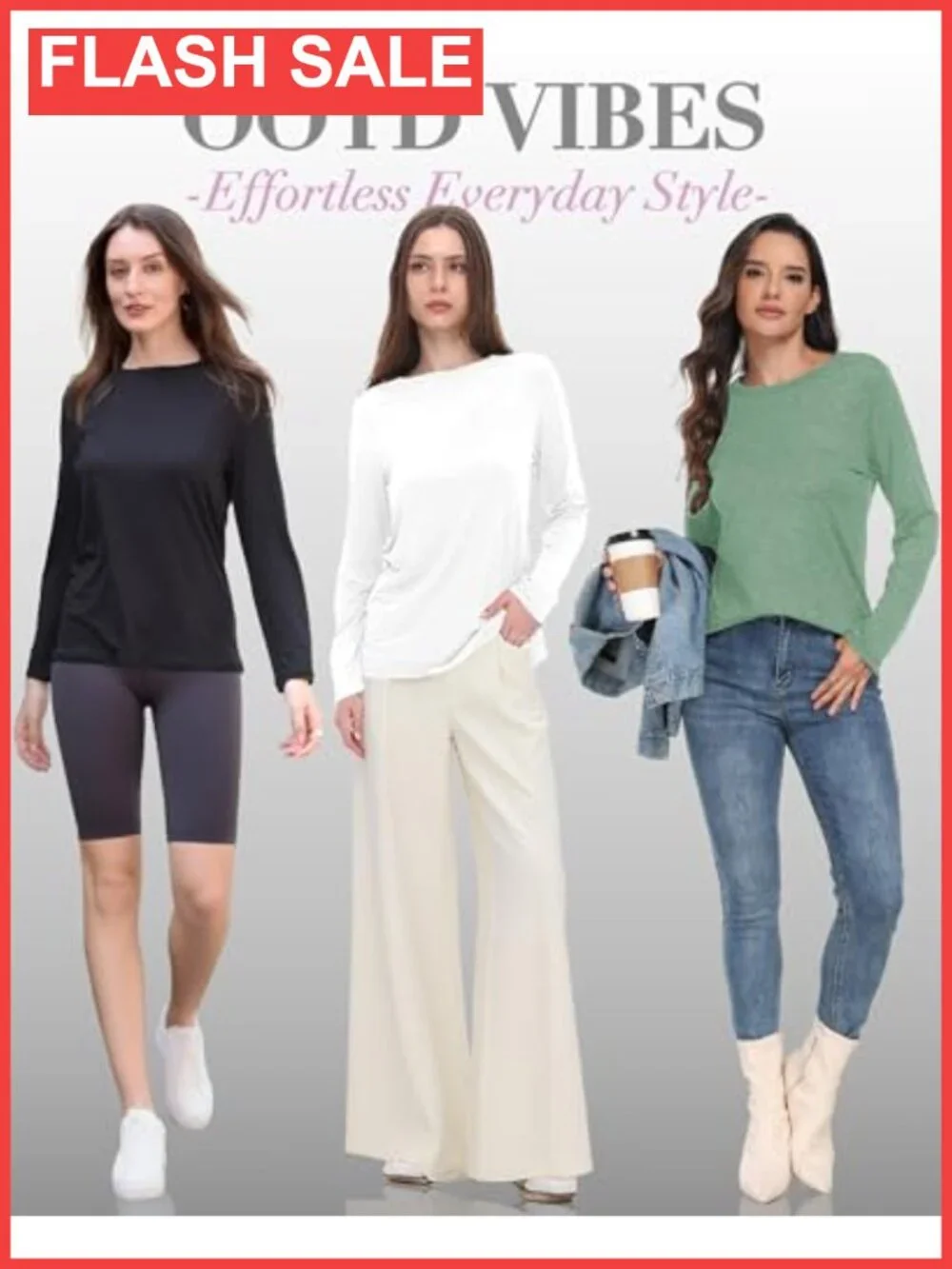 Long Sleeve T-Shirt Relaxed Fit Crew Neck Casual Fall Top